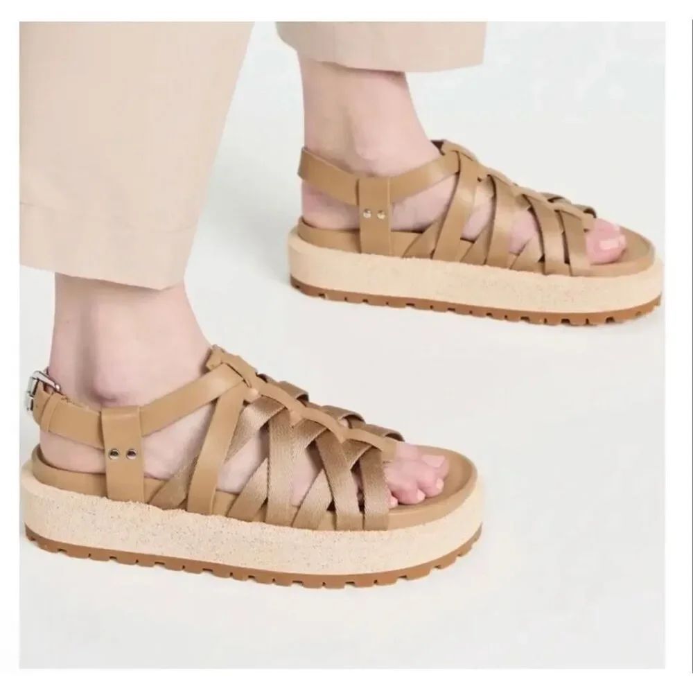 Rag & Bone park sandals chic tan strappy lug sole platform 39 (9)